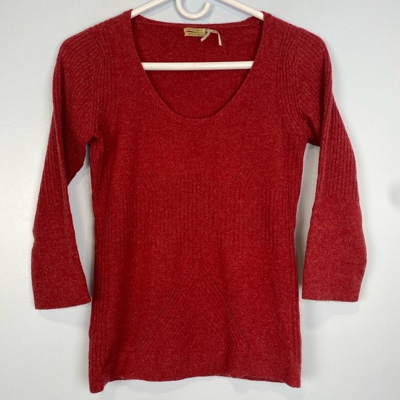 Max Studio Lightweight 100% Cashmere Sweater Womens Small S Red Marled Preppy - Picture 1 of 8